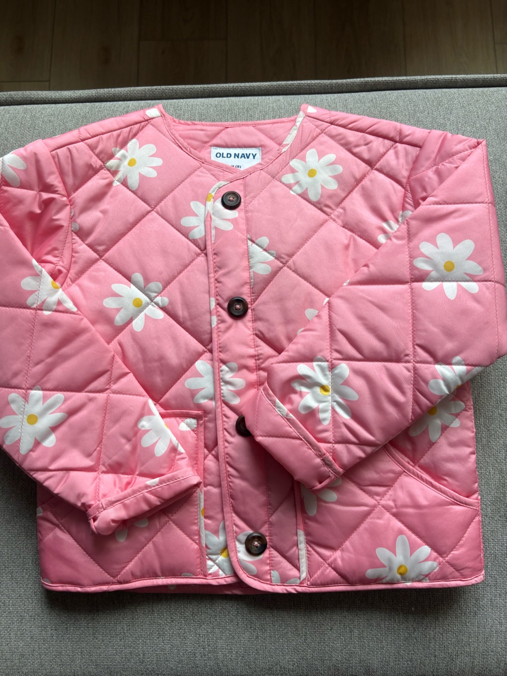 Old Navy Pink Quilted Daisy Button-Up Jacket
